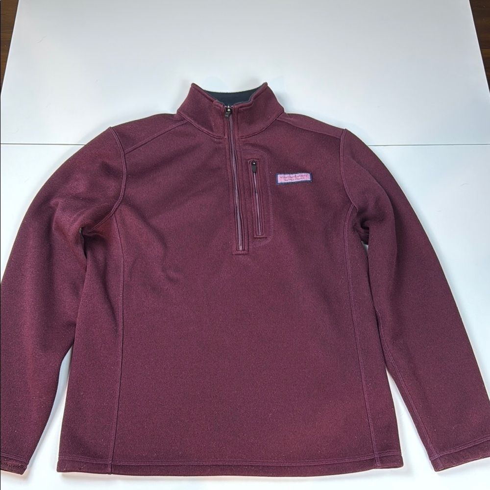 Vineyard Vines Burgundy Quarter-Zip Pullover, Small